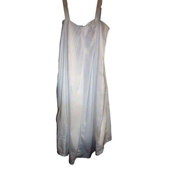 Vince White Linen Midi Dress size M Sleeveless Tie Waist Sweetheart Neckline - Picture 2 of 5